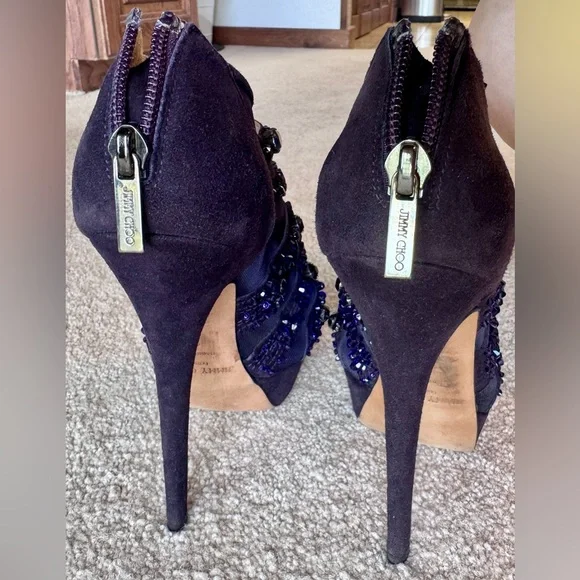 Jimmy Choo Purple Rhinestone Stiletto Heels - Picture 5 of 12